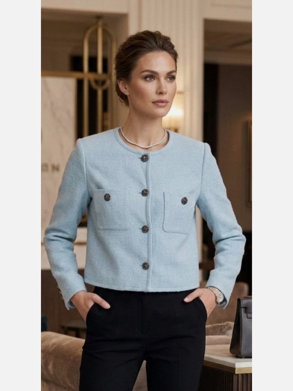 MSRP$325 NWT Christian Lacroix Tweed Bouclé Jacket Blazer Light Chanel Style - Picture 10 of 16